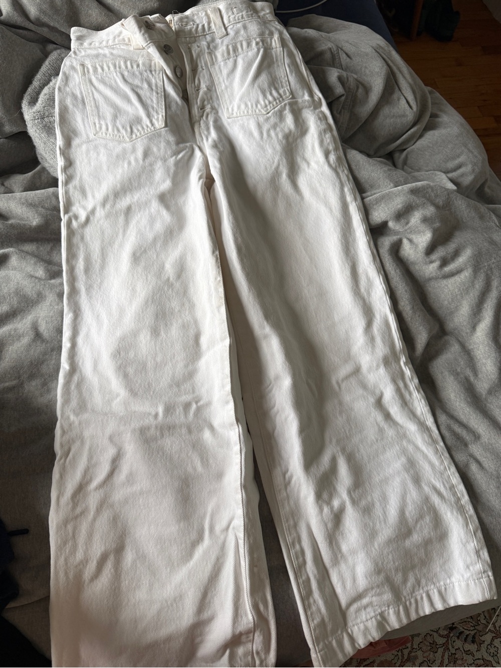 Madewell Wide Leg Button-Fly Jeans in White